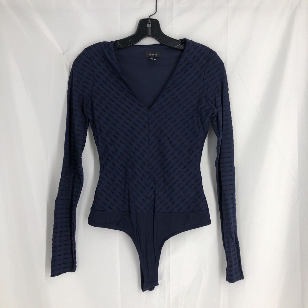 Twenty Women Blue Bodysuit Long Sleeve V-Neck Size Extra Small XS